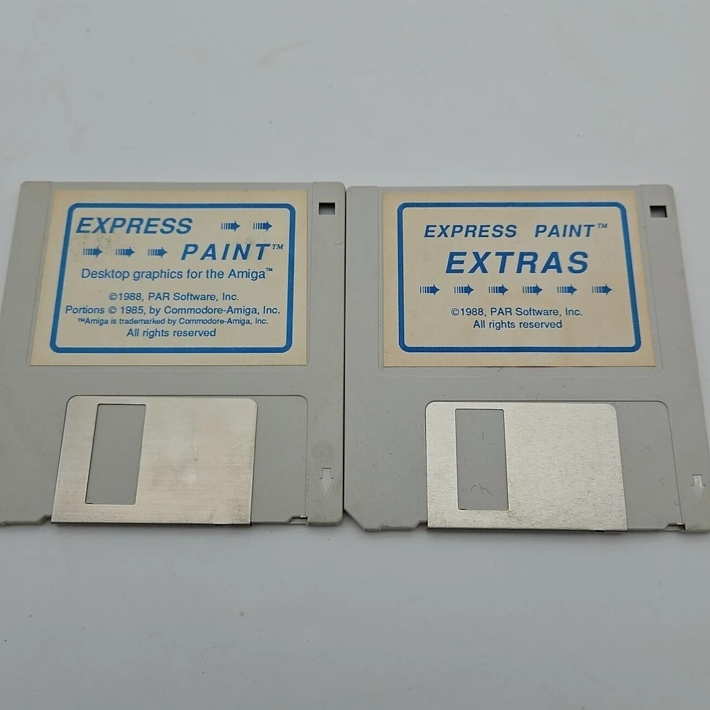 Commodore Amiga Express Paint 2 Disks Vintage 80s 1988‎ PAR Software VTG